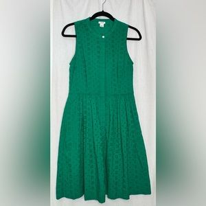 Green J.Crew Eyelet Button-Up Dress with Pockets Size XS